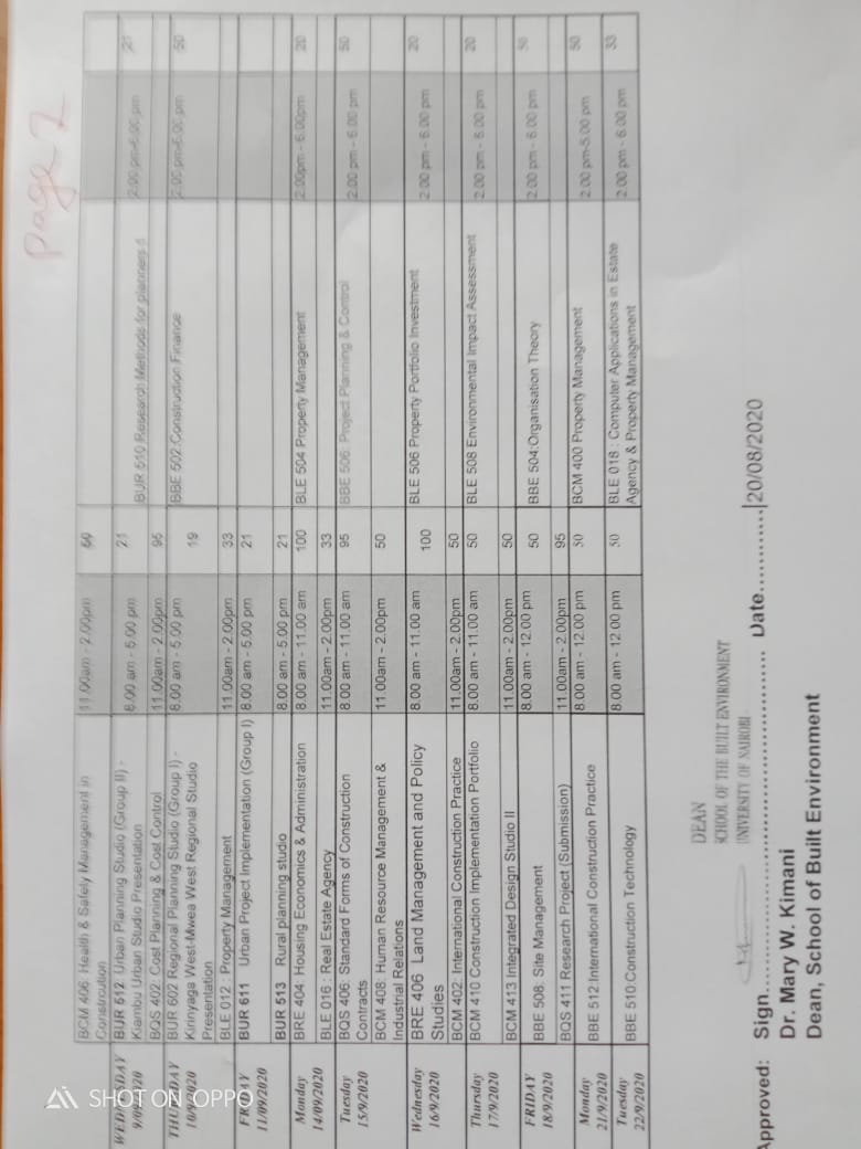 Page 2 Time Table