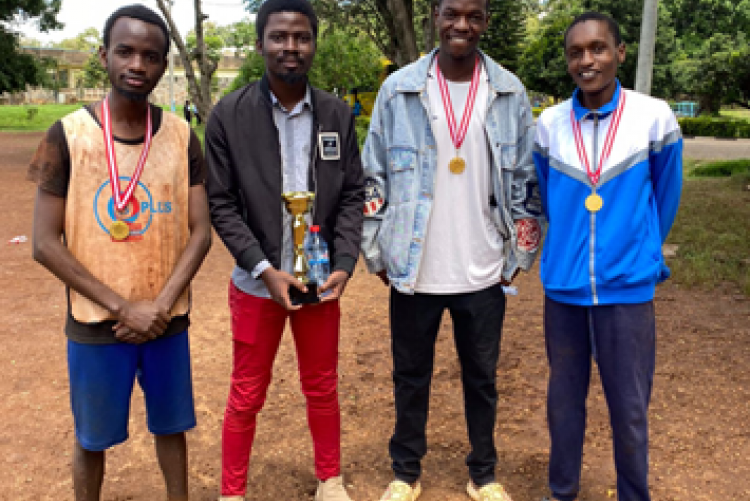 FROM LEFT VINCENT KAMARA UNSA SPORT REPRESENTATIVE FROM, AARON BARAKA PLASA VICE CHAIREPERSON, GODFREY ODONGO PLASA SPORT REPRESENTATIVE, PETER KIPCHICHIR UNSA PWD REPRESENTATIVE  