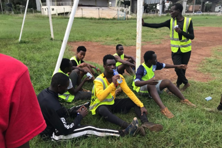 THE 1ST YEAR CLASS AT HALF- TIME, PLAYING AGAINST THE 3RD YEAR CLASS 